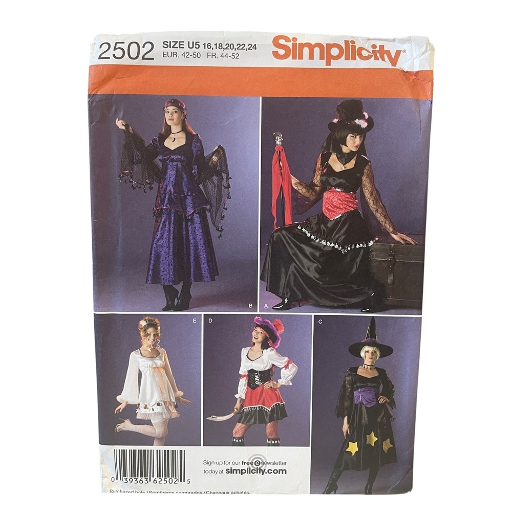 Simplicity Sewing Pattern Misses Size 16-24 2502 Costume Uncut FF 1990s